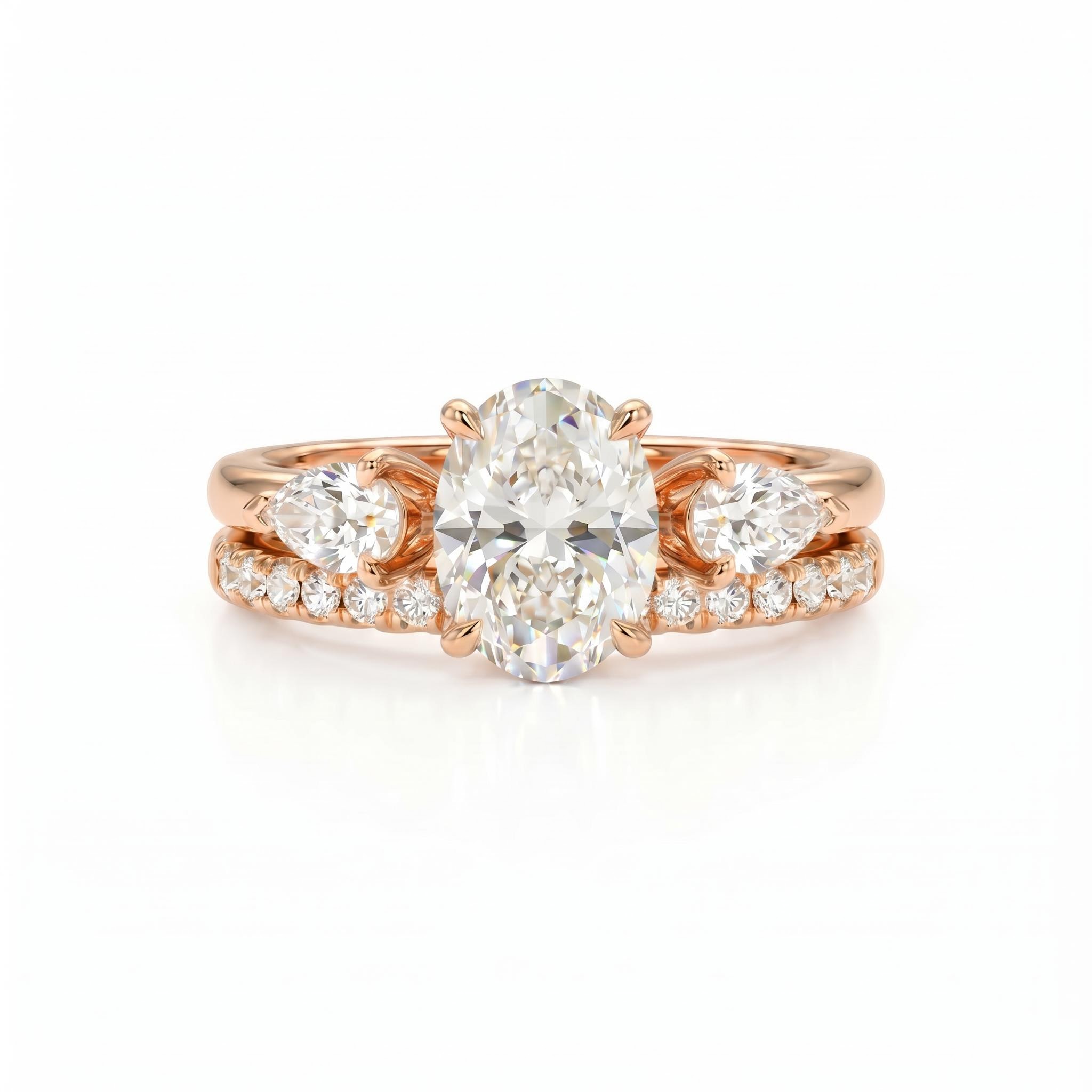 2.57 ct.tw. Stackable Oval Cut Wedding Ring Set -2Pcs 2.57 ct.tw. Stackable Oval Cut Wedding Ring Set -2Pcs