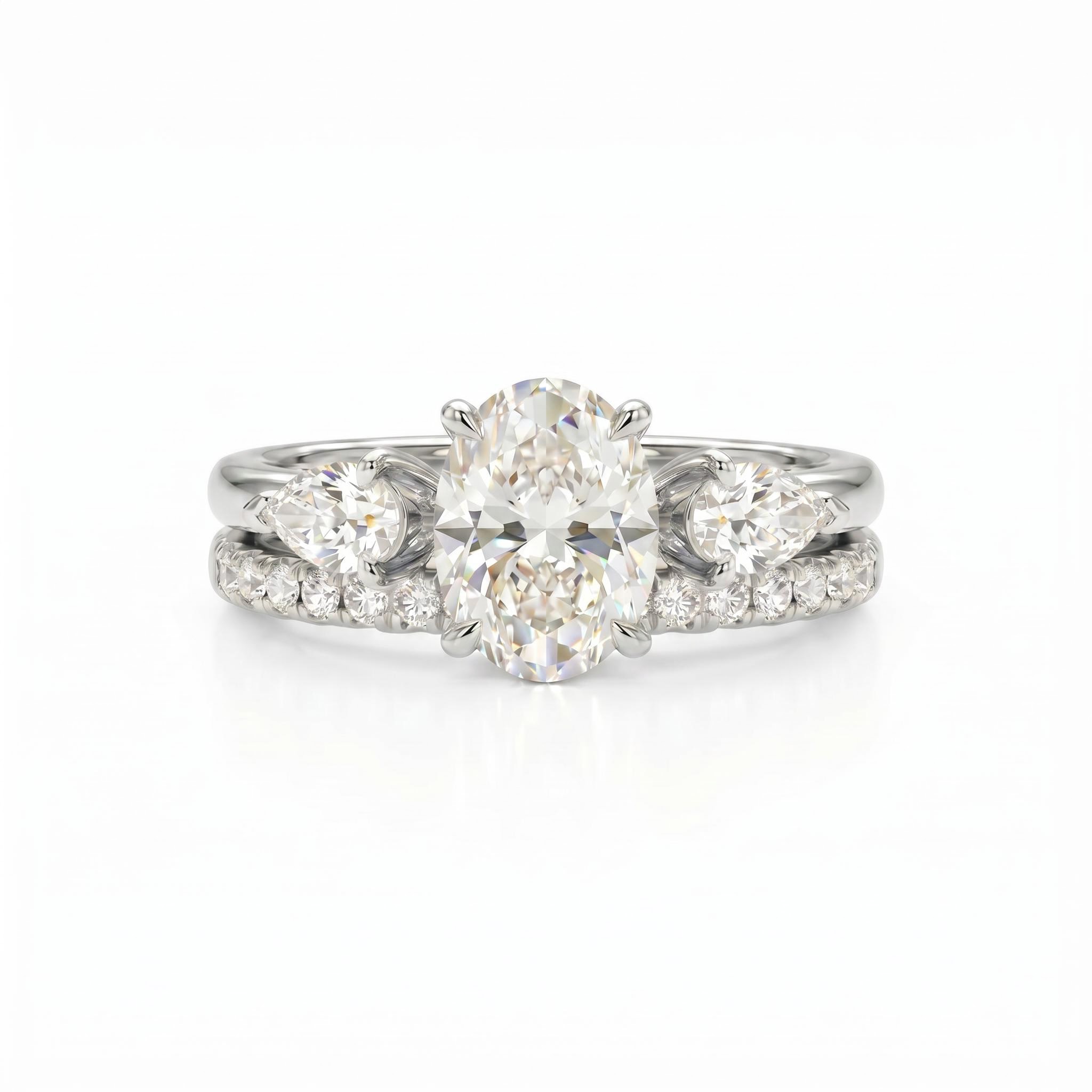 2.57 ct.tw. Stackable Oval Cut Wedding Ring Set -2Pcs 2.57 ct.tw. Stackable Oval Cut Wedding Ring Set -2Pcs