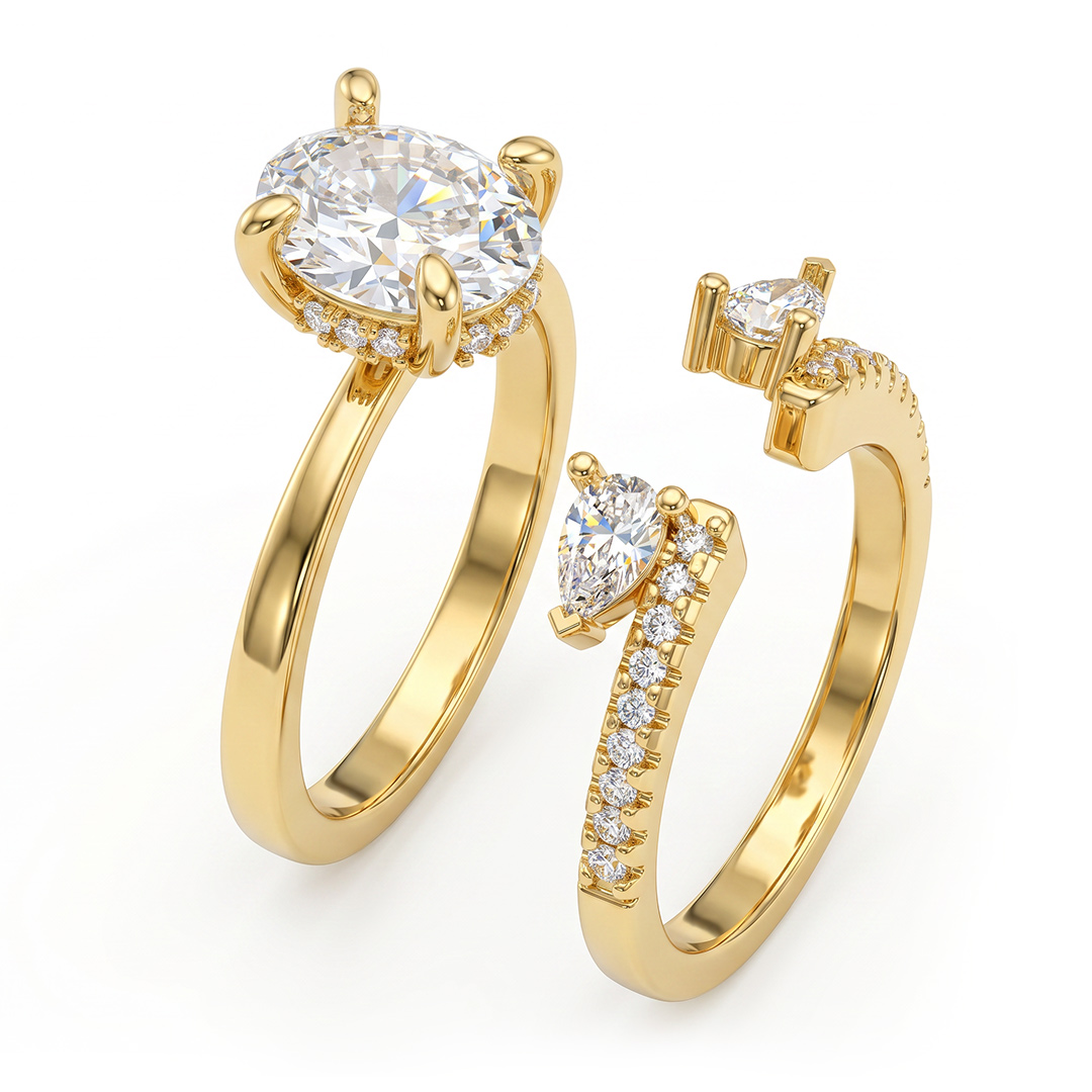 2.57 ct.tw. Stackable Oval Cut Wedding Ring Set -2Pcs 2.57 ct.tw. Stackable Oval Cut Wedding Ring Set -2Pcs