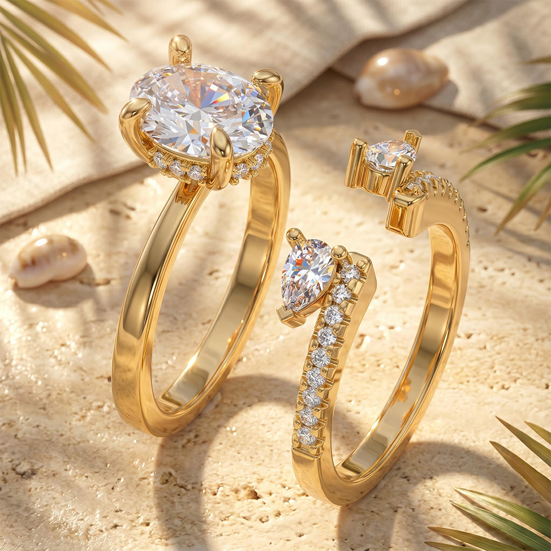 2.57 ct.tw. Stackable Oval Cut Wedding Ring Set -2Pcs 2.57 ct.tw. Stackable Oval Cut Wedding Ring Set -2Pcs
