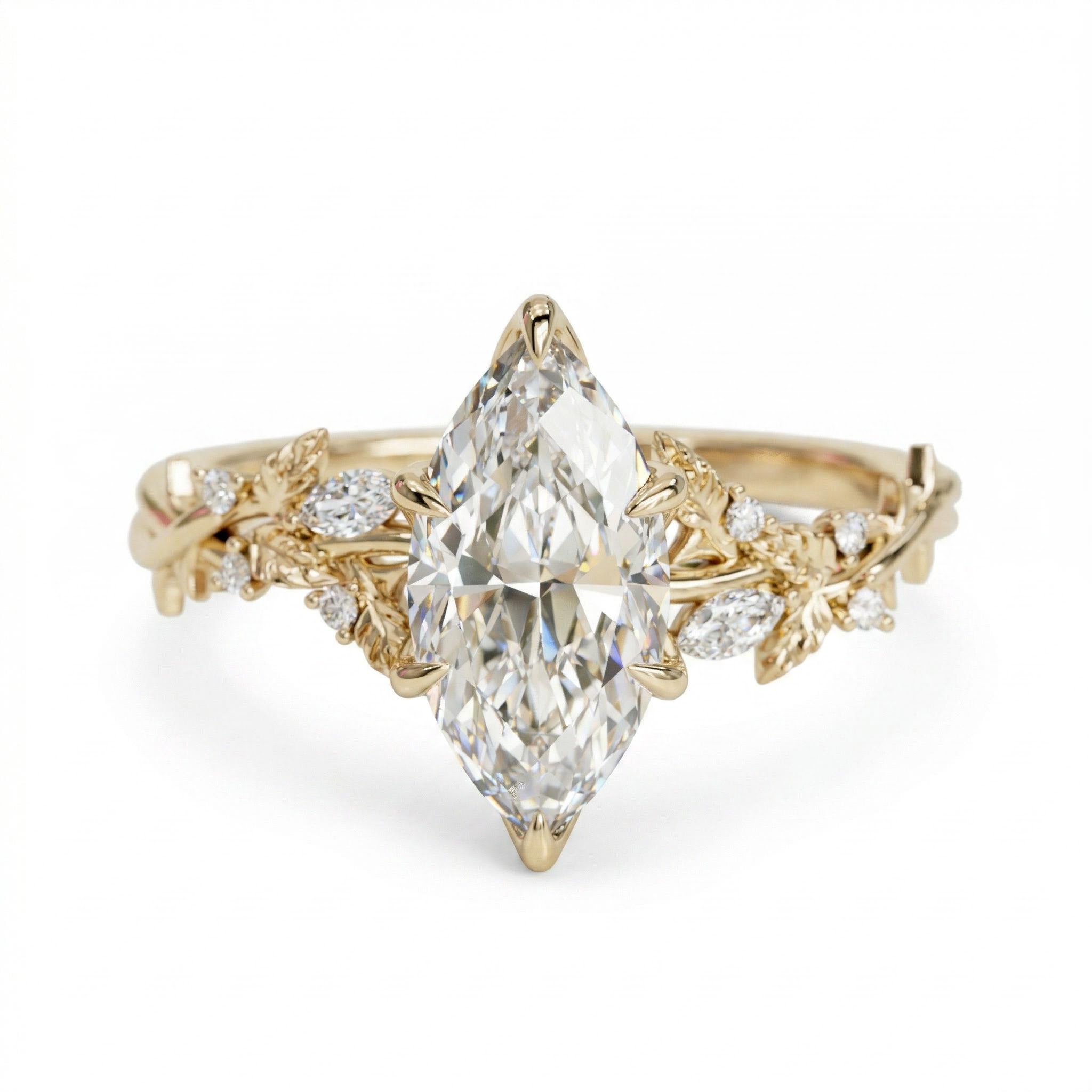 2.5 ct.tw. Nature-Inspired Marquise Cut VVS Moissanite S925 Silver Engagement Ring