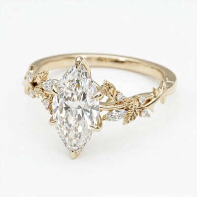 2.5 ct.tw. Nature-Inspired Marquise Cut VVS Moissanite S925 Silver Engagement Ring