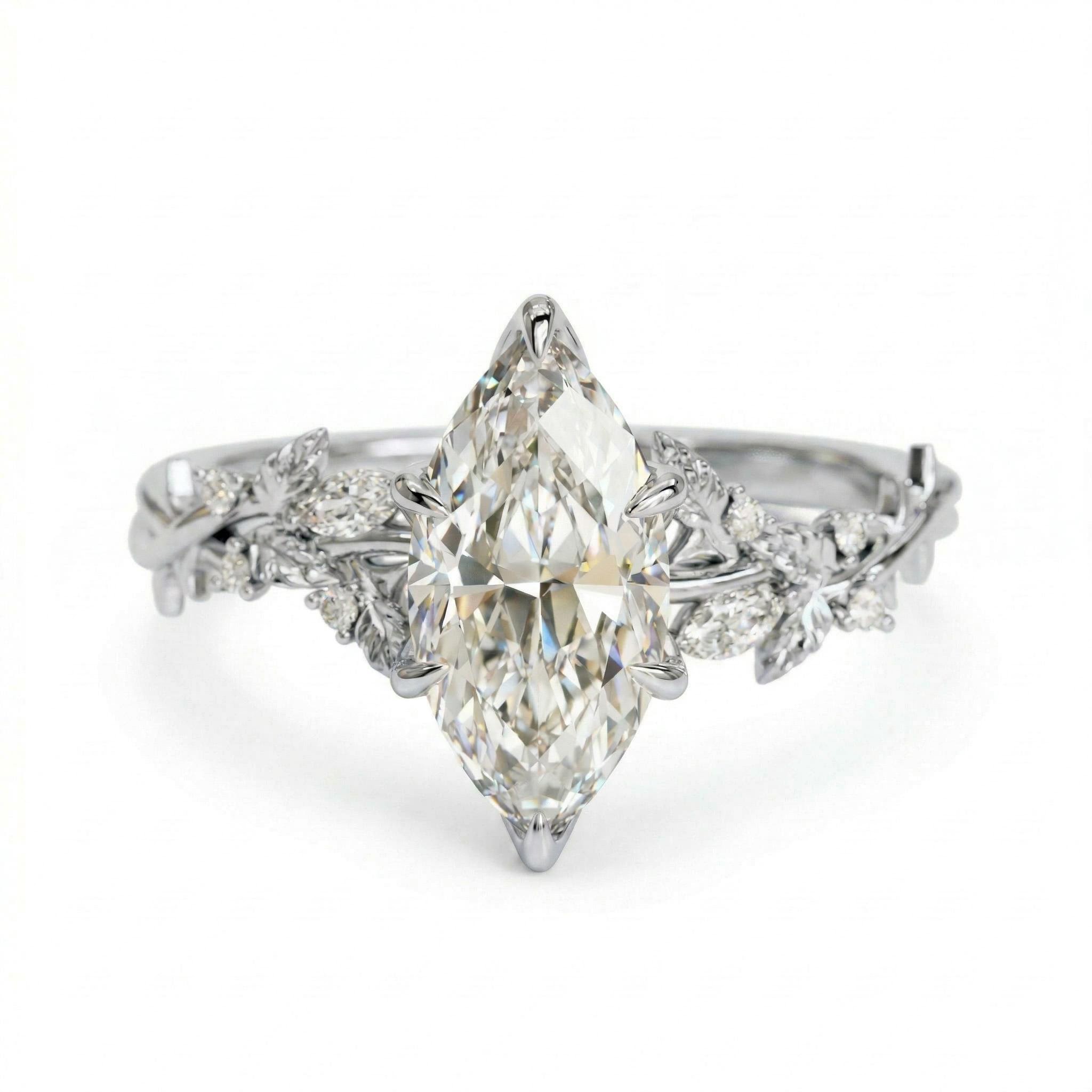 2.5 ct.tw. Nature-Inspired Marquise Cut VVS Moissanite S925 Silver Engagement Ring