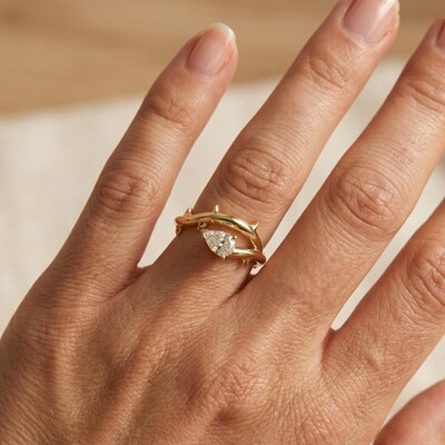 1.0 ct.tw. Thorn Marquise Cut VVS Moissanite S925 Silver Engagement Ring