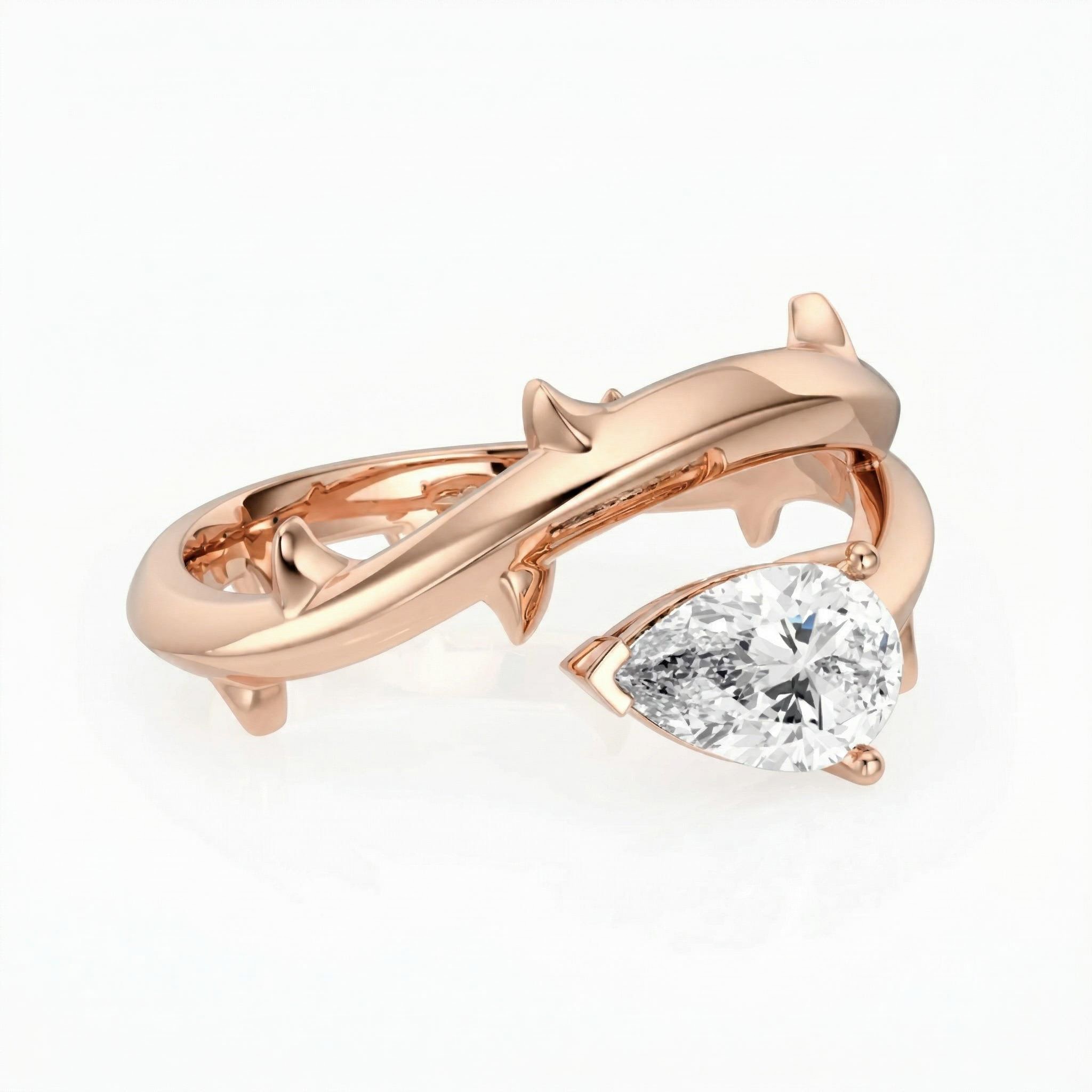 1.0 ct.tw. Thorn Marquise Cut VVS Moissanite S925 Silver Engagement Ring