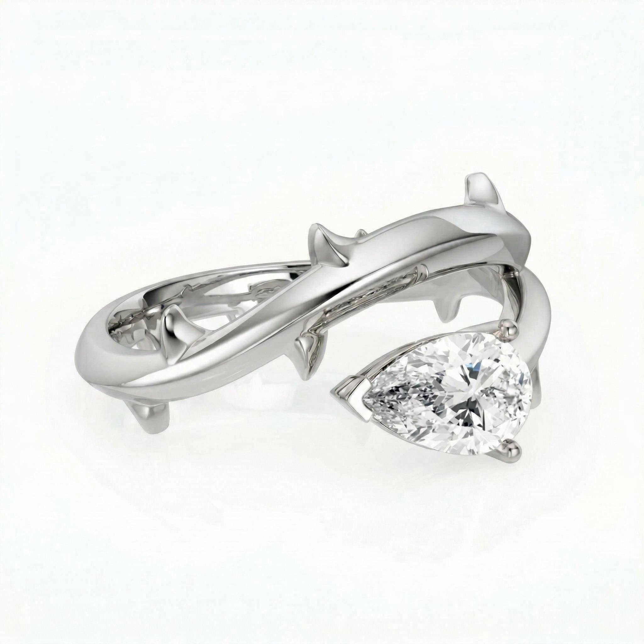 1.0 ct.tw. Thorn Marquise Cut VVS Moissanite S925 Silver Engagement Ring