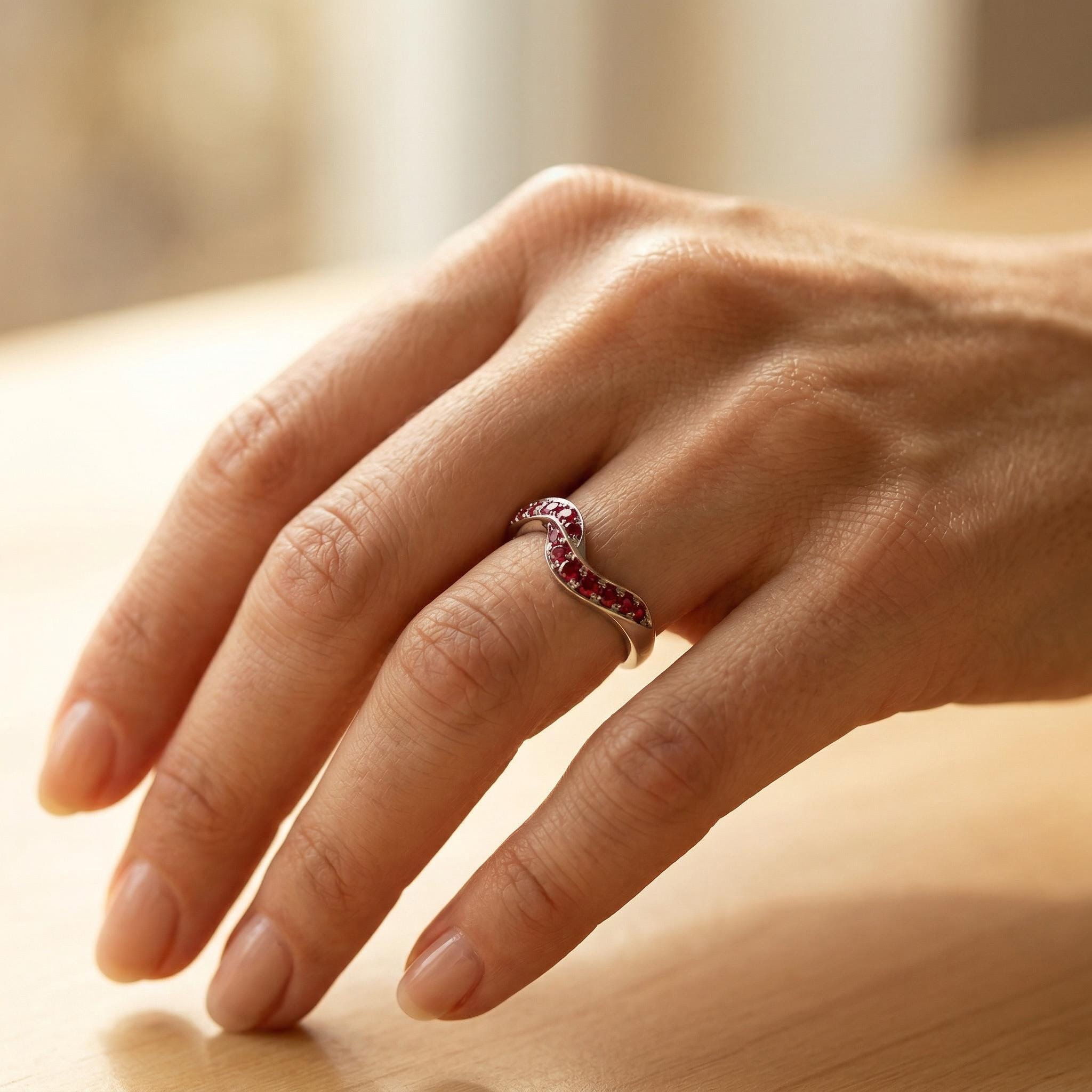 0.8 ct.tw. Channel Set Garnet Round Cut S925 Silver Band