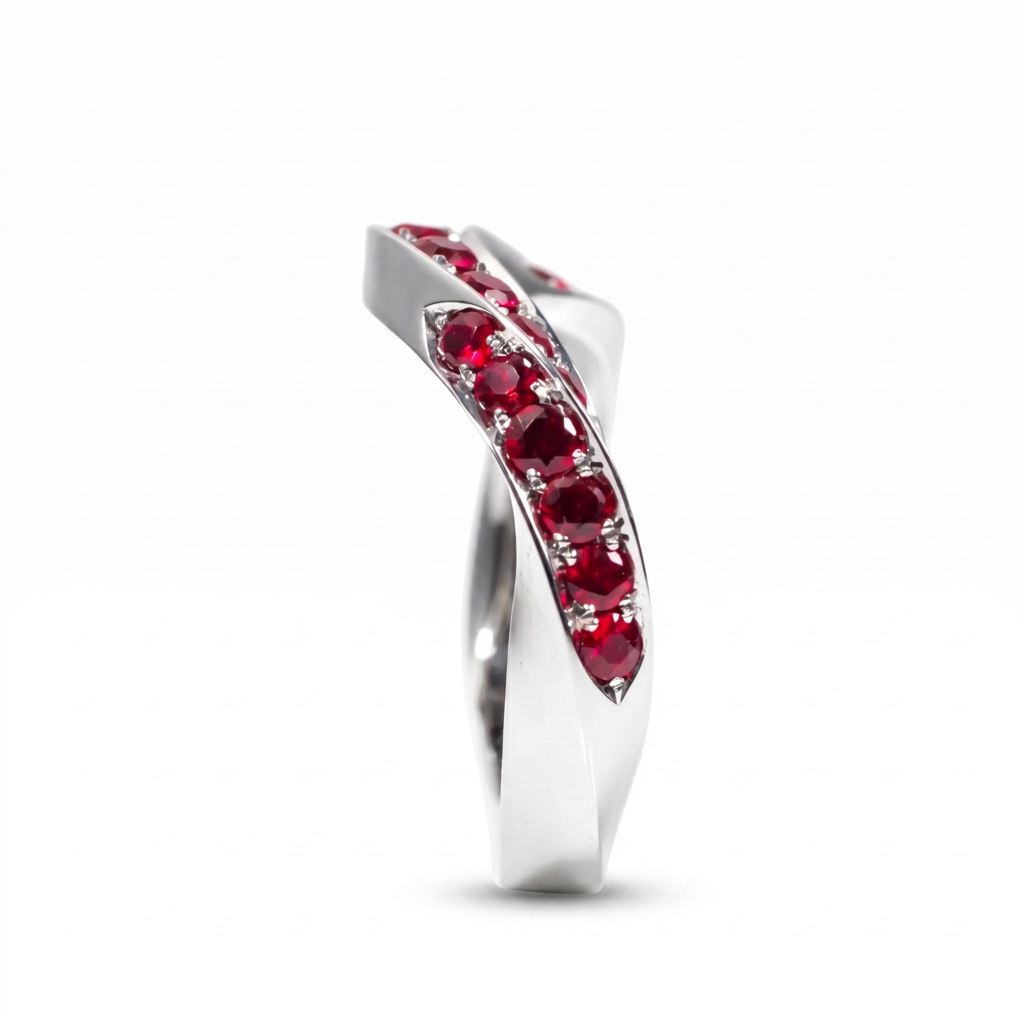 0.8 ct.tw. Channel Set Garnet Round Cut S925 Silver Band