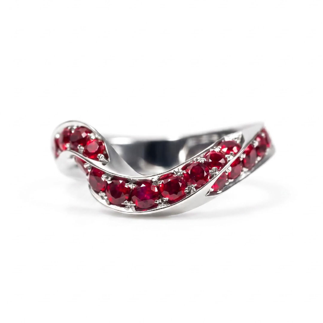 0.8 ct.tw. Channel Set Garnet Round Cut S925 Silver Band