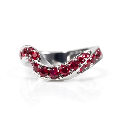 0.32 ct.tw. Channel Set Garnet Round Cut S925 Silver Band