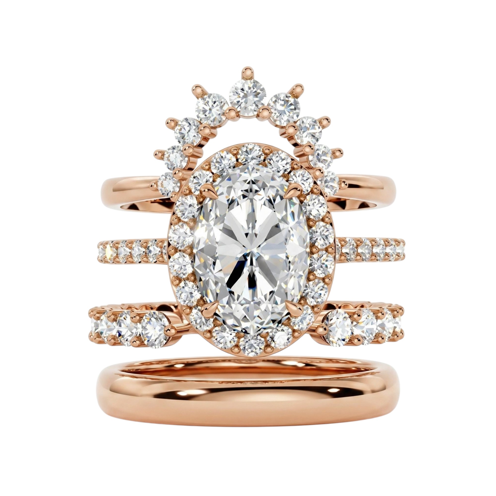 2.5 ct.tw. Sparkling Halo Oval Cut VVS Moissanite S925 Silver Wedding Ring Set