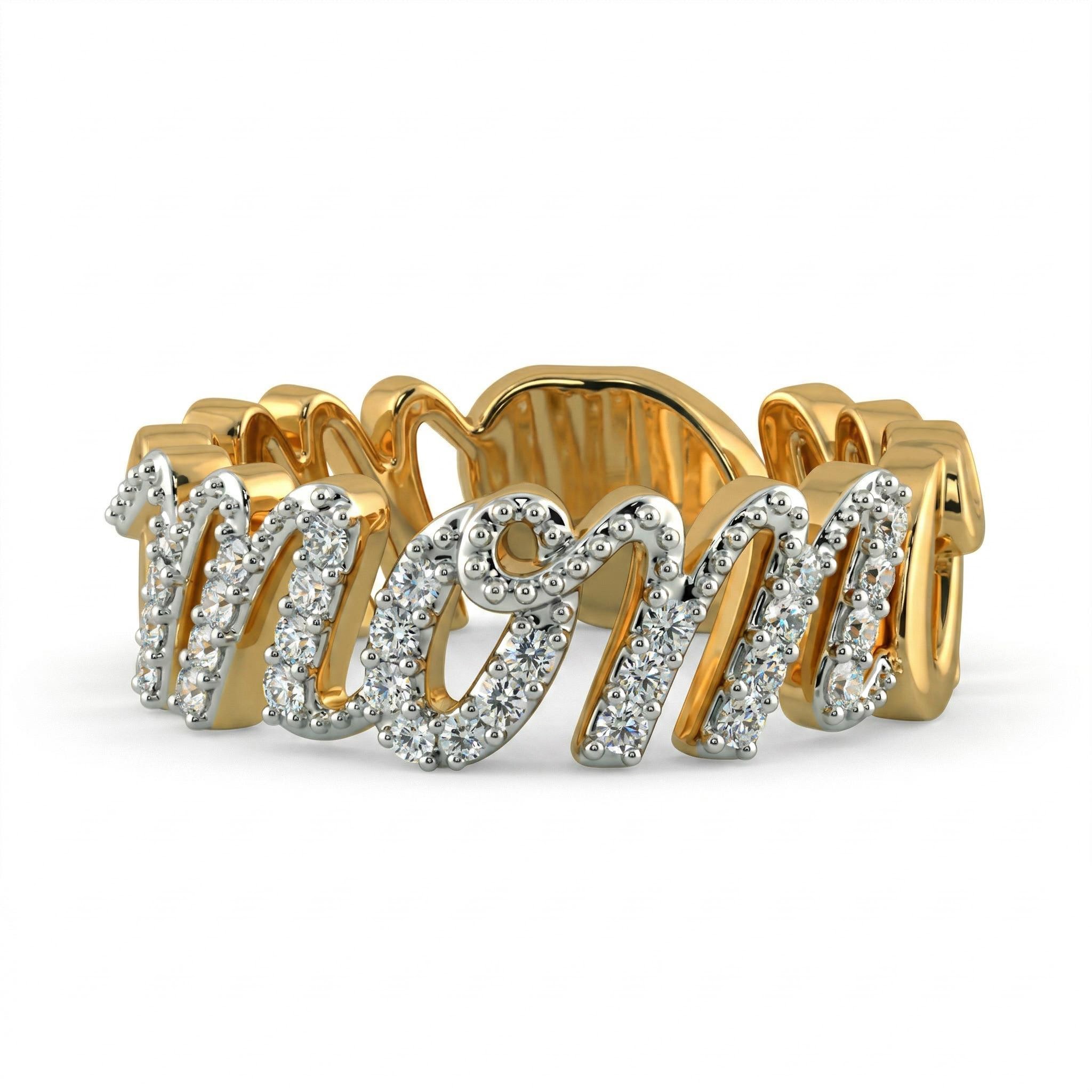 0.7 ct.tw. Mom Letters Round Cut VVS Moissanite S925 Silver Band