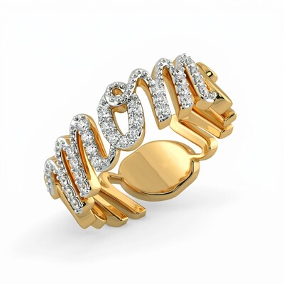 0.7 ct.tw. Mom Letters Round Cut VVS Moissanite S925 Silver Band