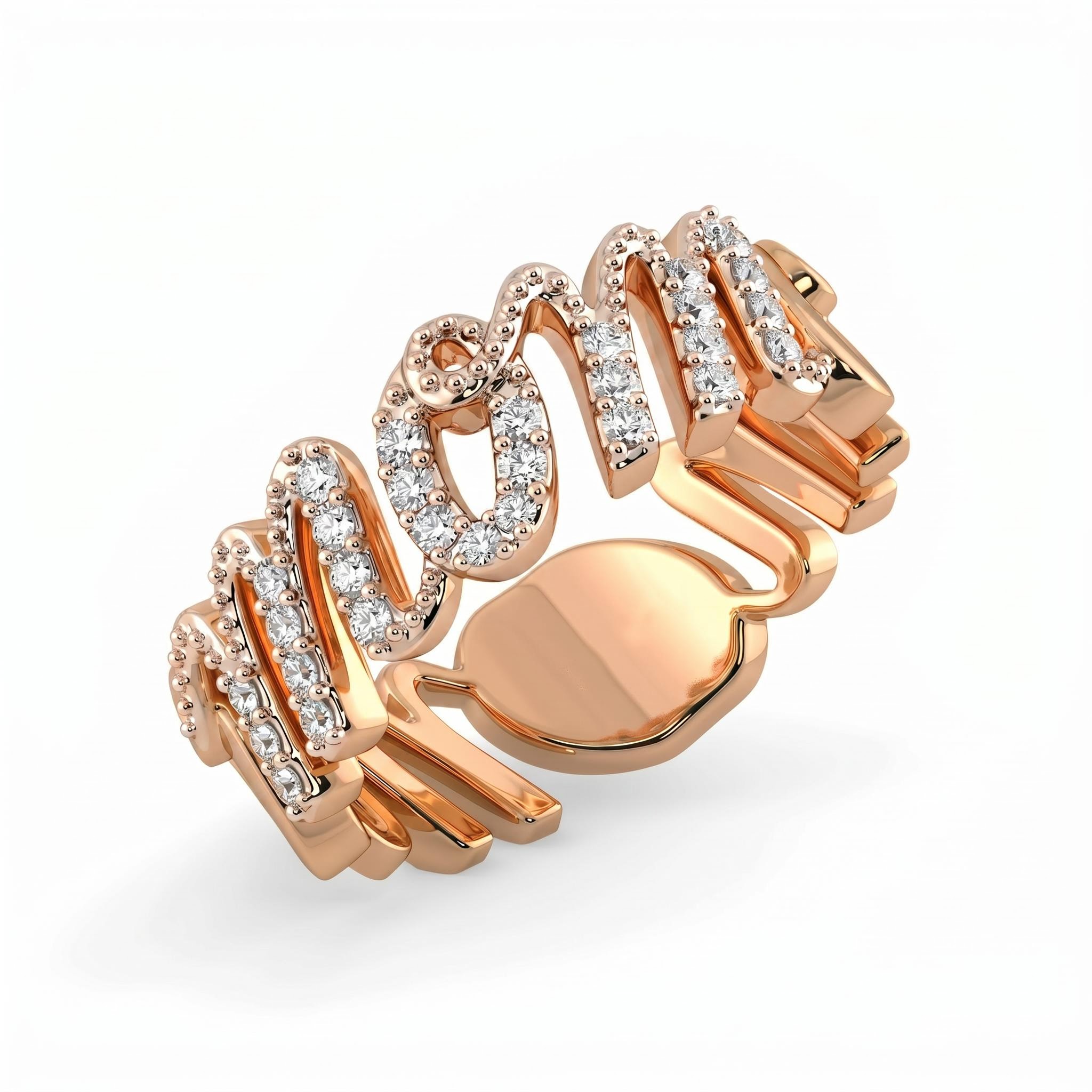 0.7 ct.tw. Mom Letters Round Cut VVS Moissanite S925 Silver Band