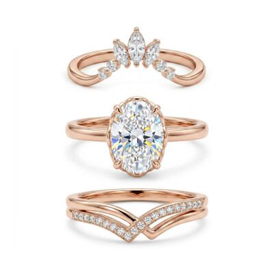 2.5 ct.tw. Stackable Curved Oval Cut Wedding Ring Set