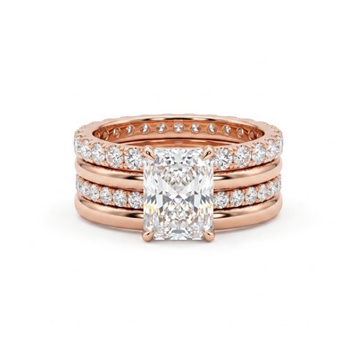 3.6 ct.tw. Sparkling Radiant Cut Wedding Ring Set - 4Pcs