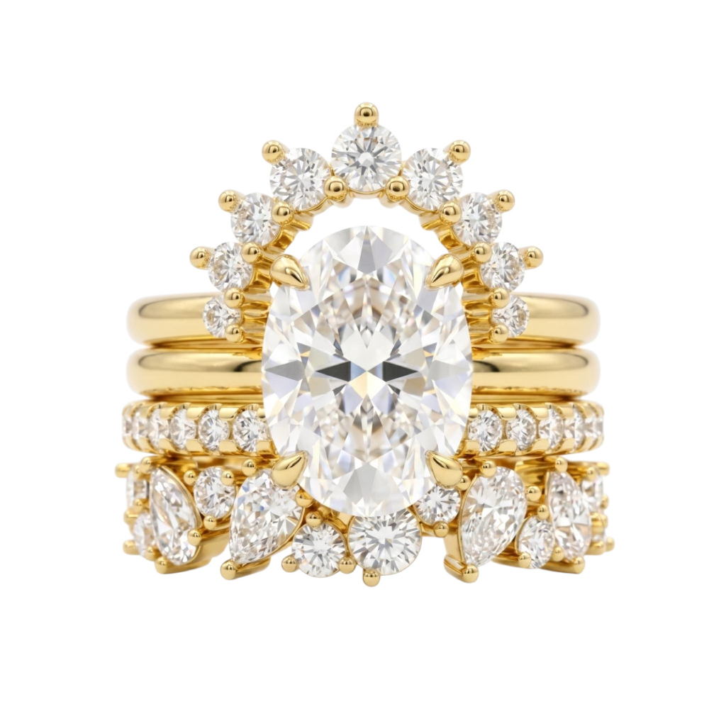 4.8 ct.tw. Stackable Oval Cut Wedding Ring Set - 4 Pcs