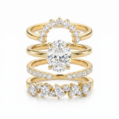 4.8 ct.tw. Stackable Oval Cut Wedding Ring Set - 4 Pcs