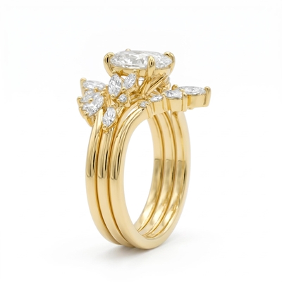 3.38 ct.tw. Stackable Side Stone with Oval Cut Wedding Ring Set -3Pcs