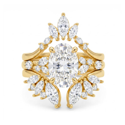 3.38 ct.tw. Stackable Side Stone with Oval Cut Wedding Ring Set -3Pcs