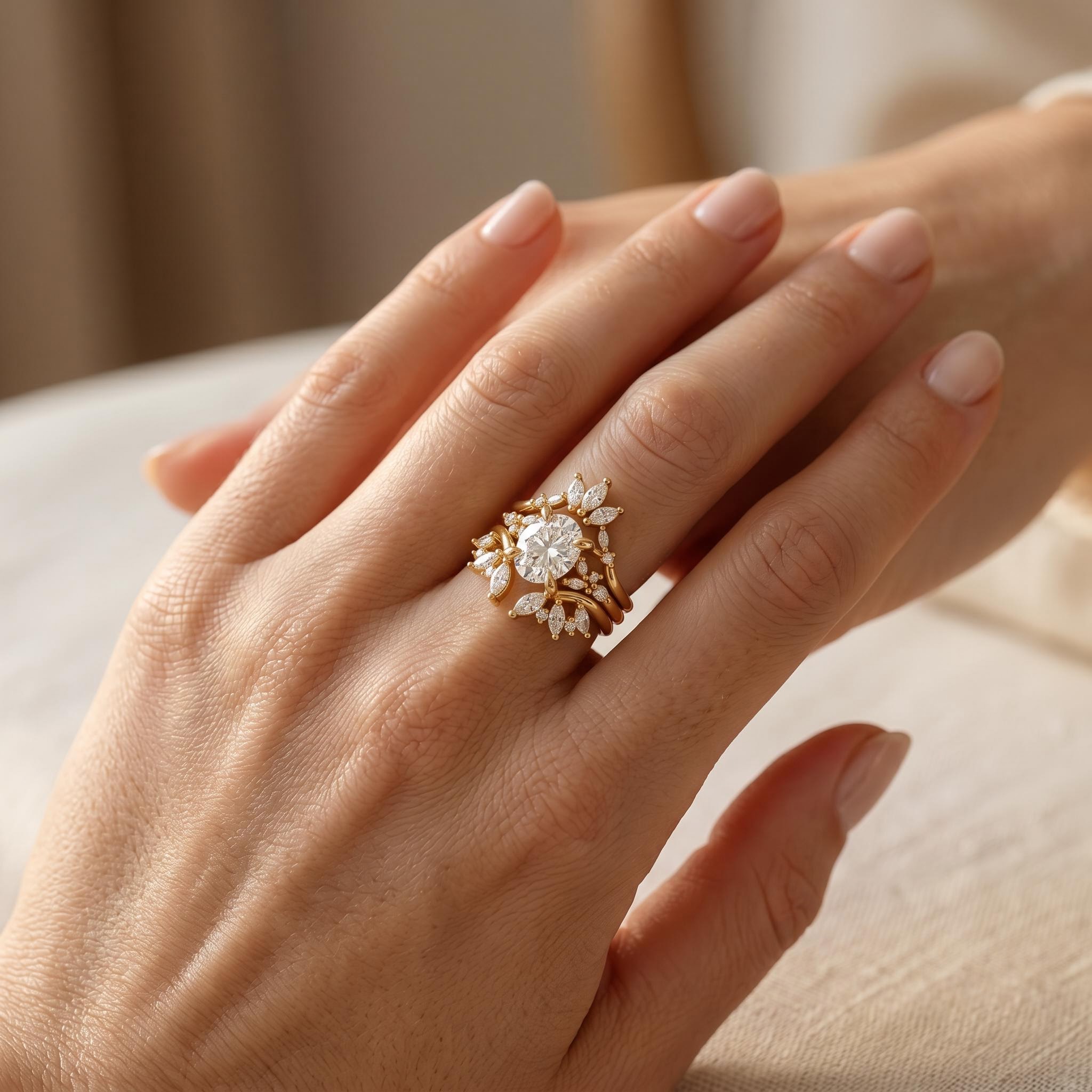 10.06 ct.tw. Stackable Side Stone with Oval Cut Wedding Ring Set -3Pcs 10.06 ct.tw. Stackable Side Stone with Oval Cut Wedding Ring Set -3Pcs