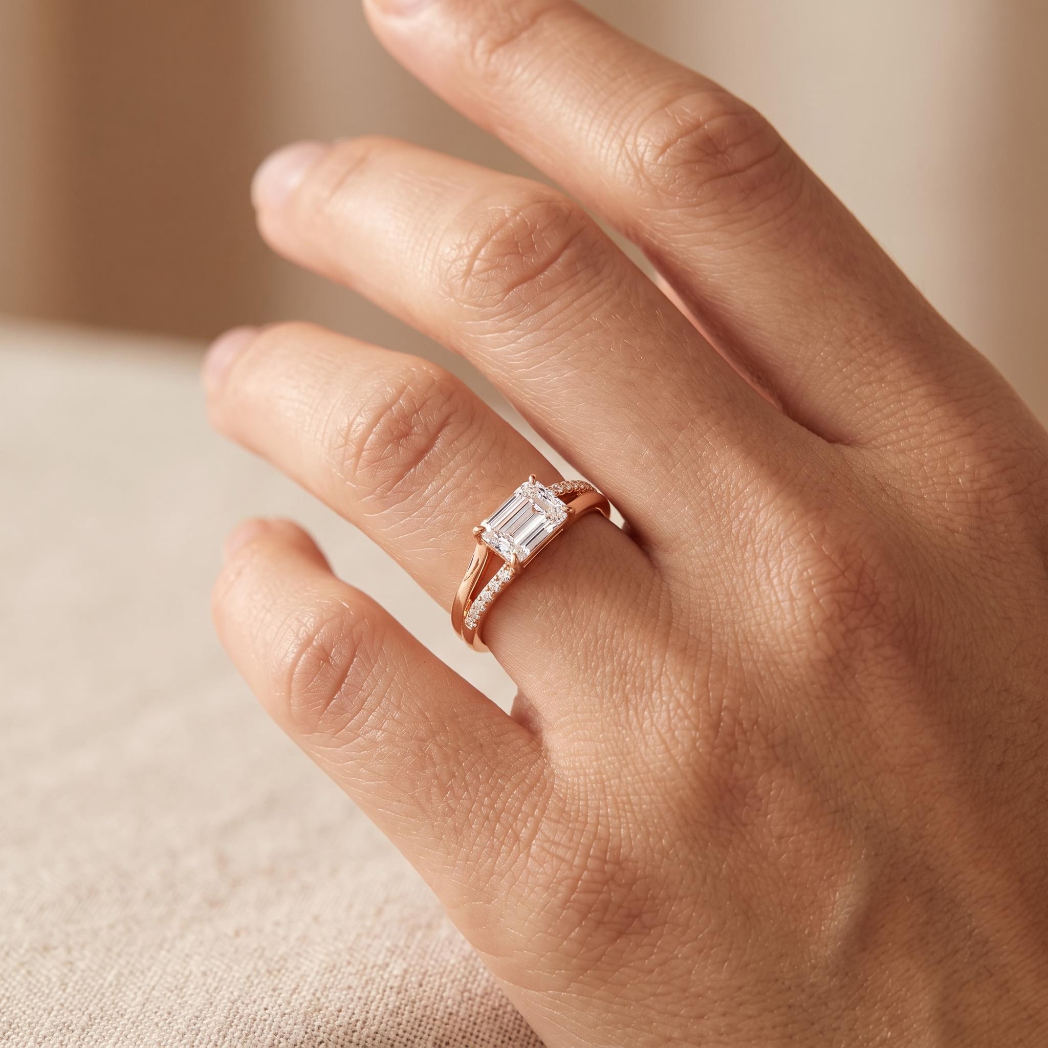 2.11 ct.tw. East-West Split Emerald Cut Pave Engagement Ring 2.11 ct.tw. East-West Split Emerald Cut Pave Engagement Ring