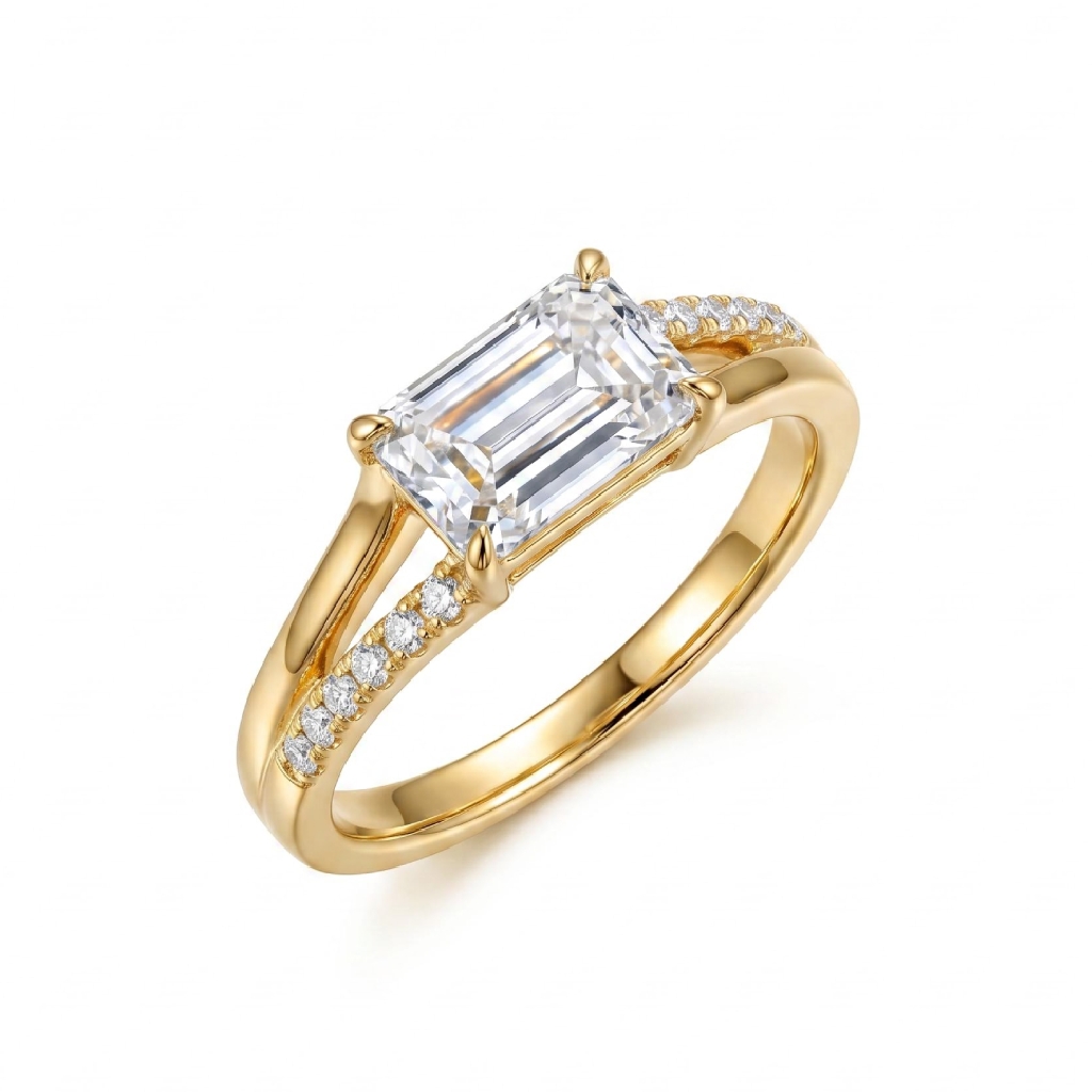 2.11 ct.tw. East-West Split Emerald Cut Pave Engagement Ring 2.11 ct.tw. East-West Split Emerald Cut Pave Engagement Ring