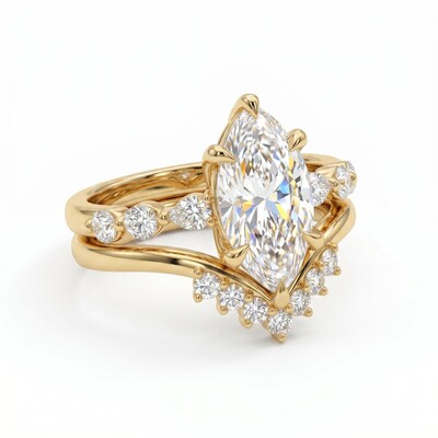2.65 ct.tw. Marquise Cut with Curved Band Wedding Ring Set