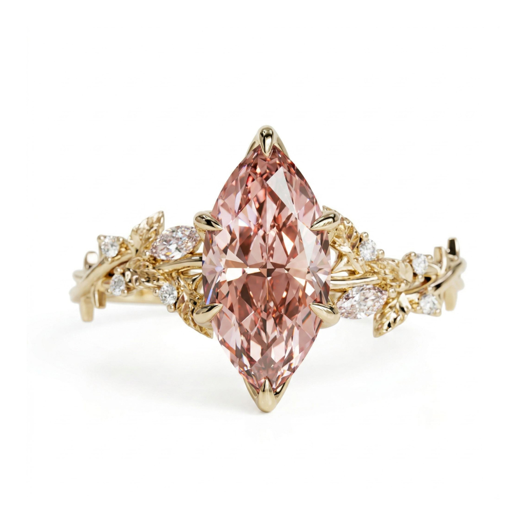 2.5 ct.tw. Nature-Inspired Pink Marquise Cut S925 Silver Engagement Ring