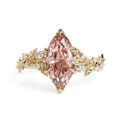 2.5 ct.tw. Nature-Inspired Pink Marquise Cut S925 Silver Engagement Ring