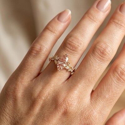 2.5 ct.tw. Nature-Inspired Pink Marquise Cut S925 Silver Engagement Ring