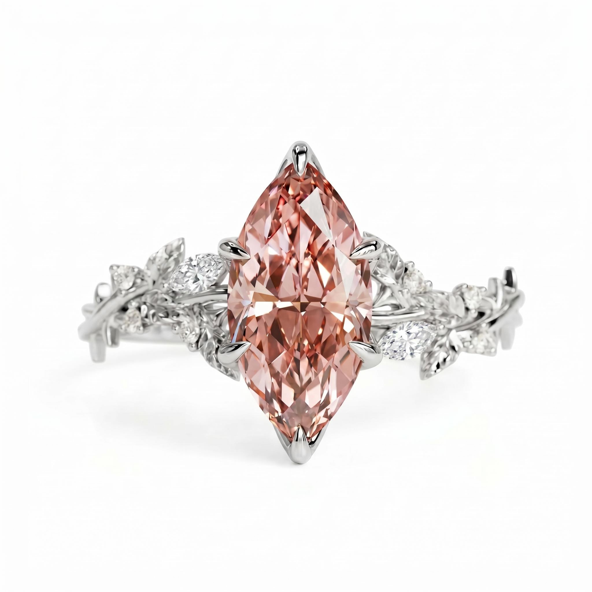 2.5 ct.tw. Nature-Inspired Pink Marquise Cut S925 Silver Engagement Ring