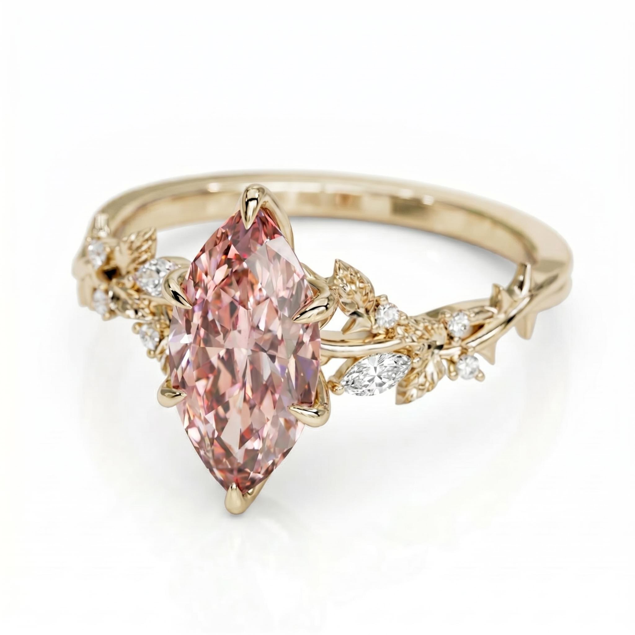 2.5 ct.tw. Nature-Inspired Pink Marquise Cut S925 Silver Engagement Ring