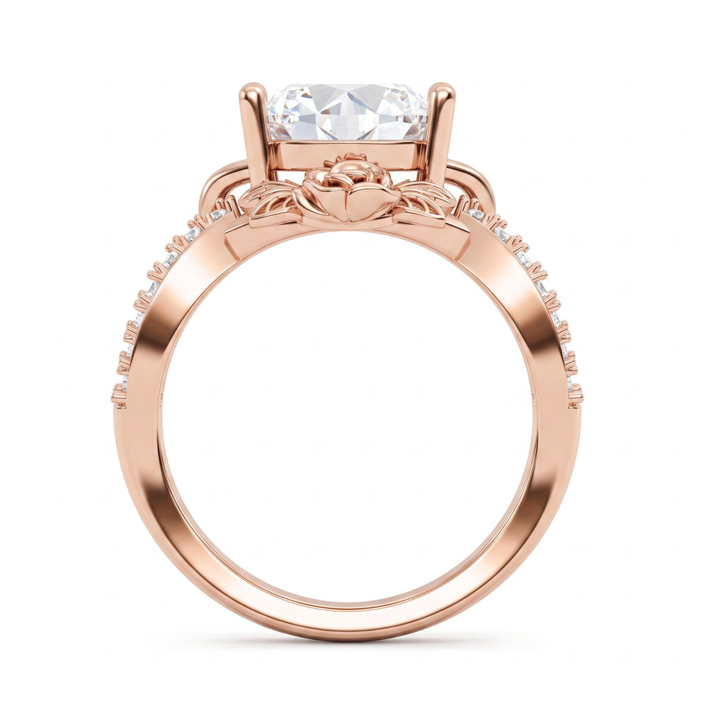 2.64 ct.tw. Heart Cut with Rose Flower Engagement Ring 2.64 ct.tw. Heart Cut with Rose Flower Engagement Ring
