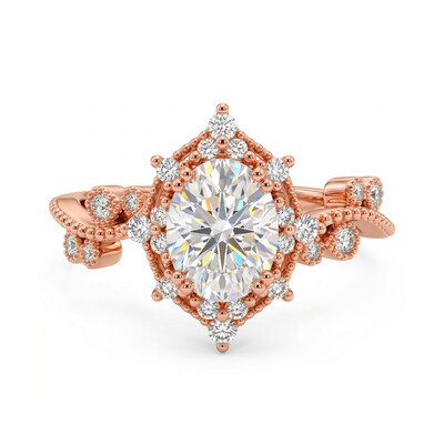 2.2 ct.tw. Vintage Intricate Oval Cut Engagement Ring