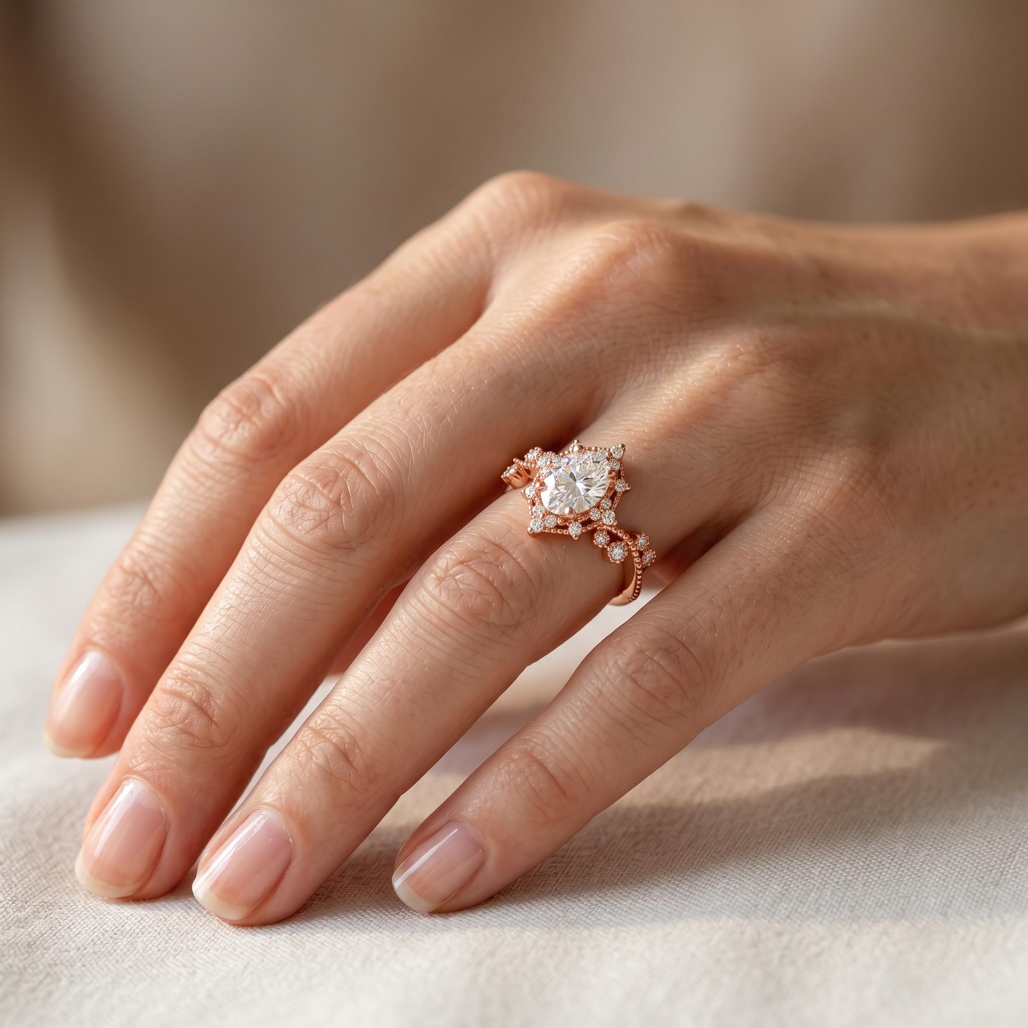 2.2 ct.tw. Vintage Intricate Oval Cut Engagement Ring