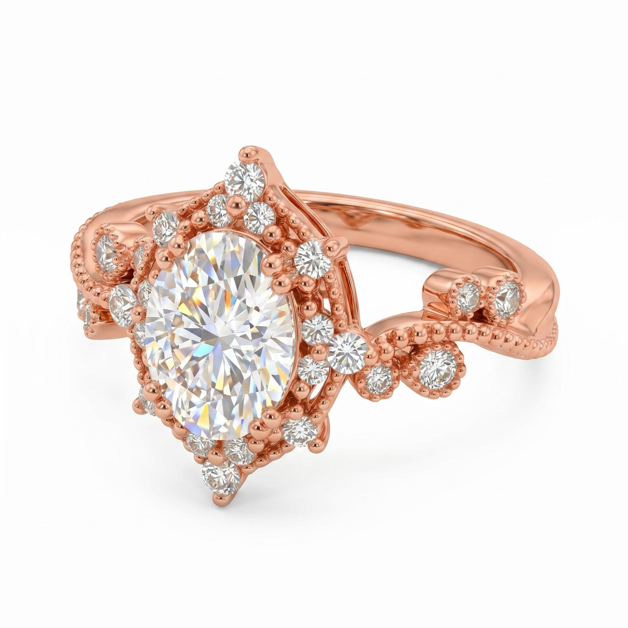 2.2 ct.tw. Vintage Intricate Oval Cut Engagement Ring