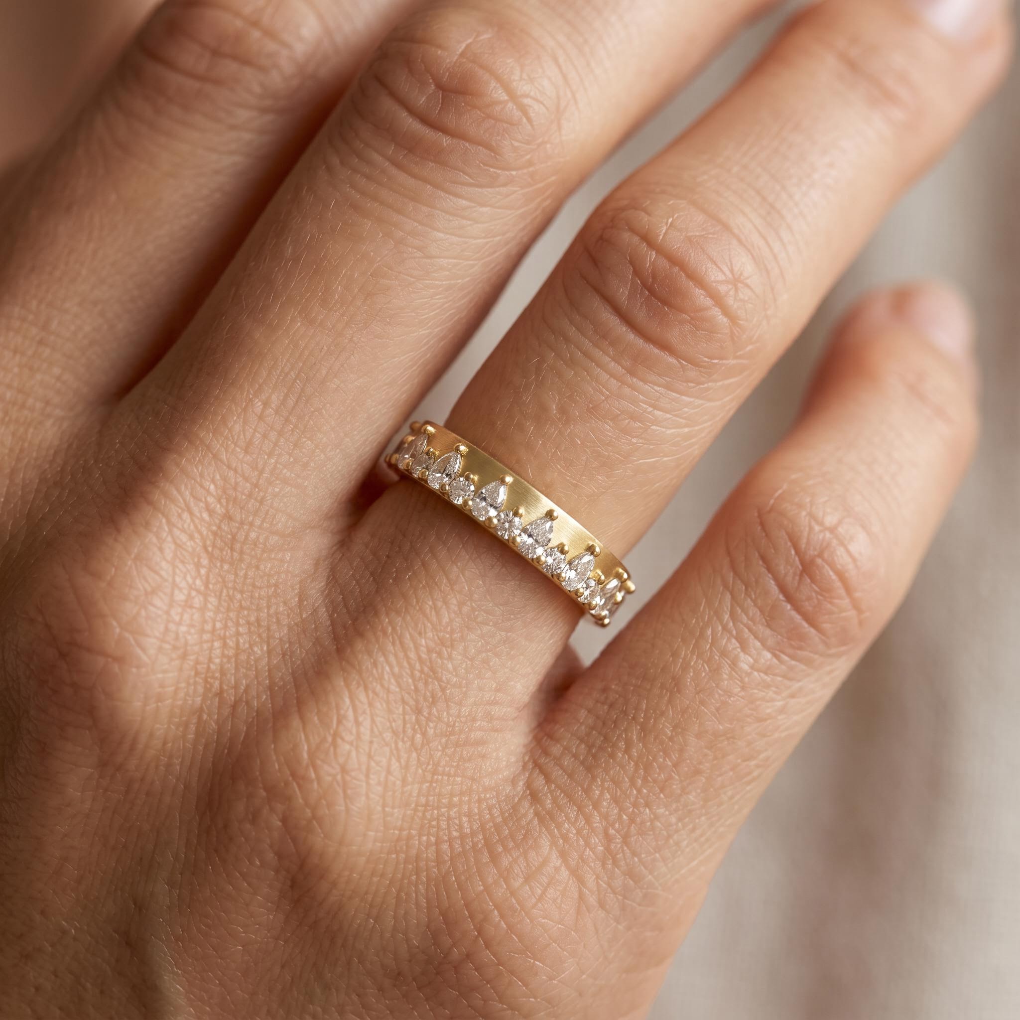 1.5 ct.tw. Alternating Pear + Round Cut Wedding Band