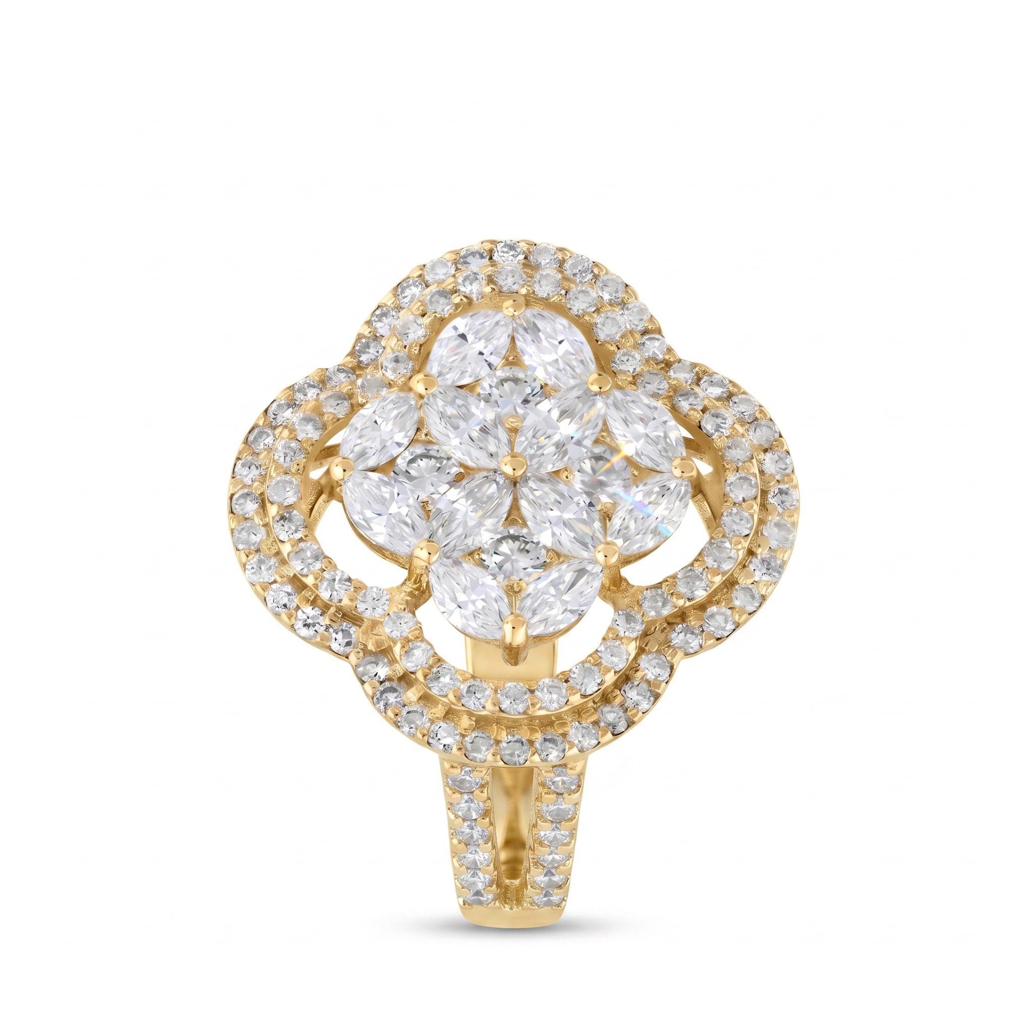 3.96 ct.tw. Four-leaf Marquise Cut Dual Halo Engagement Ring