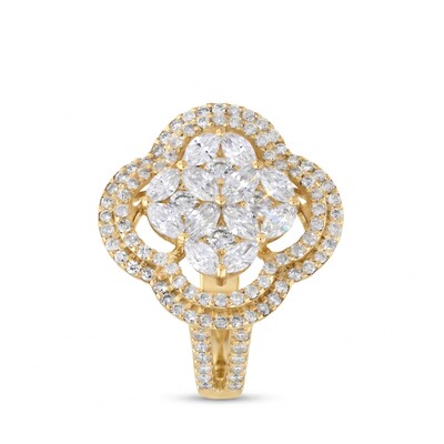 3.96 ct.tw. Four-leaf Marquise Cut Dual Halo Engagement Ring