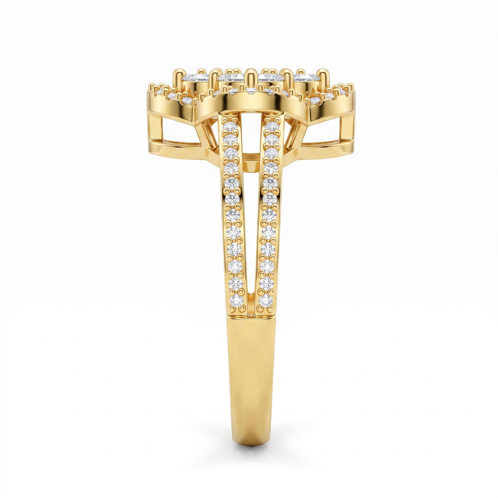 0.83 ct.tw. Four-leaf Marquise Cut Halo Engagement Ring 0.83 ct.tw. Four-leaf Marquise Cut Halo Engagement Ring