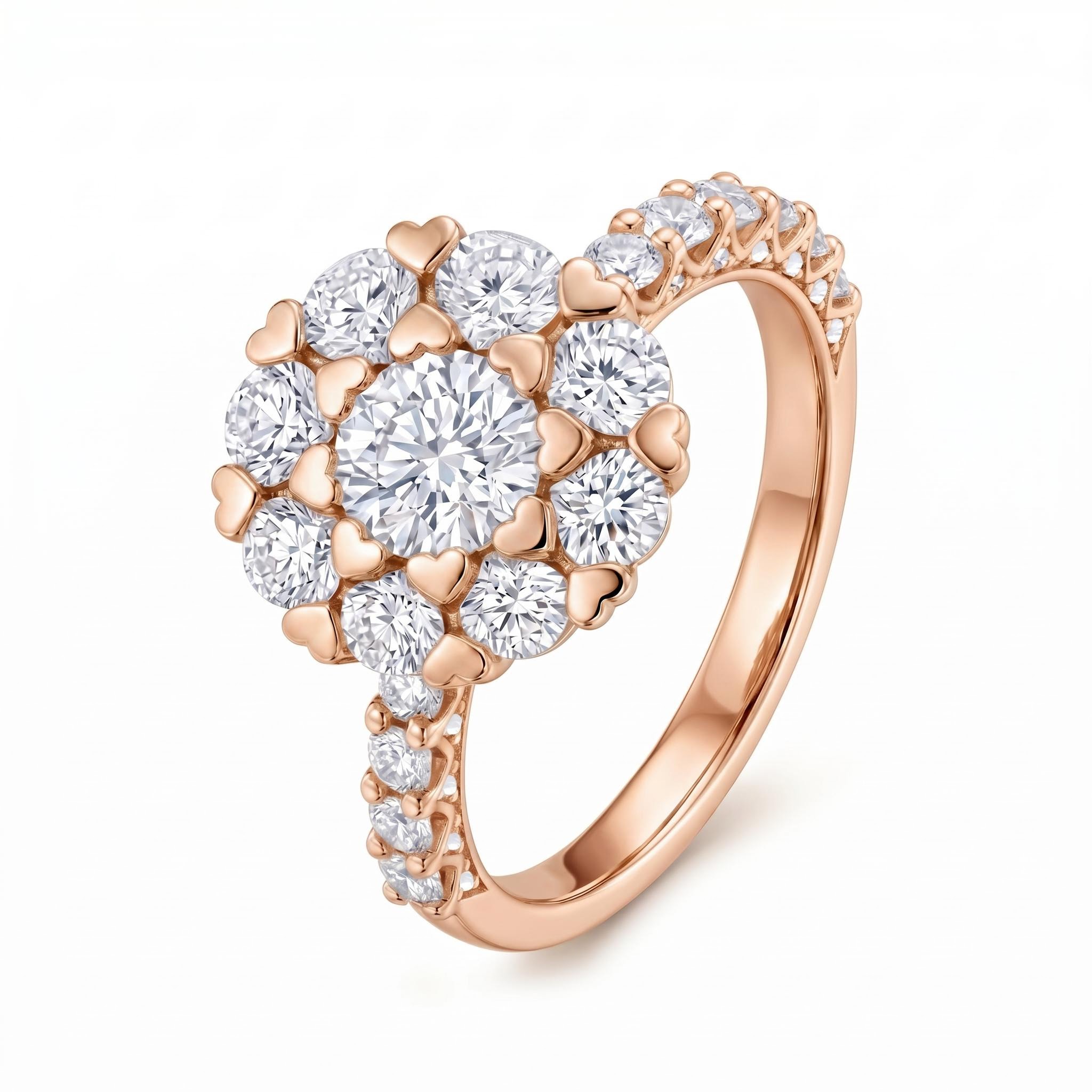 3.76 ct.tw. Floral Shaped Round Cut Pave Engagement Ring