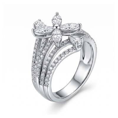 1.78 ct.tw. Clover Marquise Cut Paved Engagement Ring