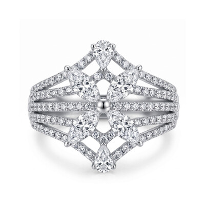 1.78 ct.tw. Clover Marquise Cut Paved Engagement Ring