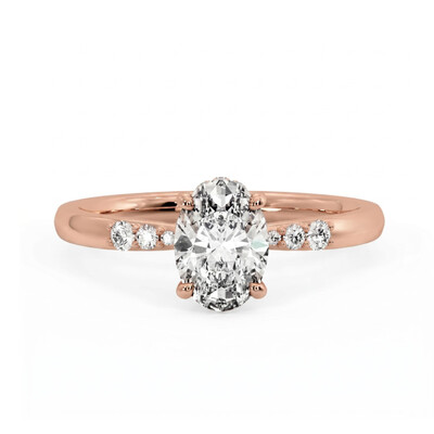 1.18 ct.tw. Graduated Side Oval Cut Hidden Halo Engagement Ring