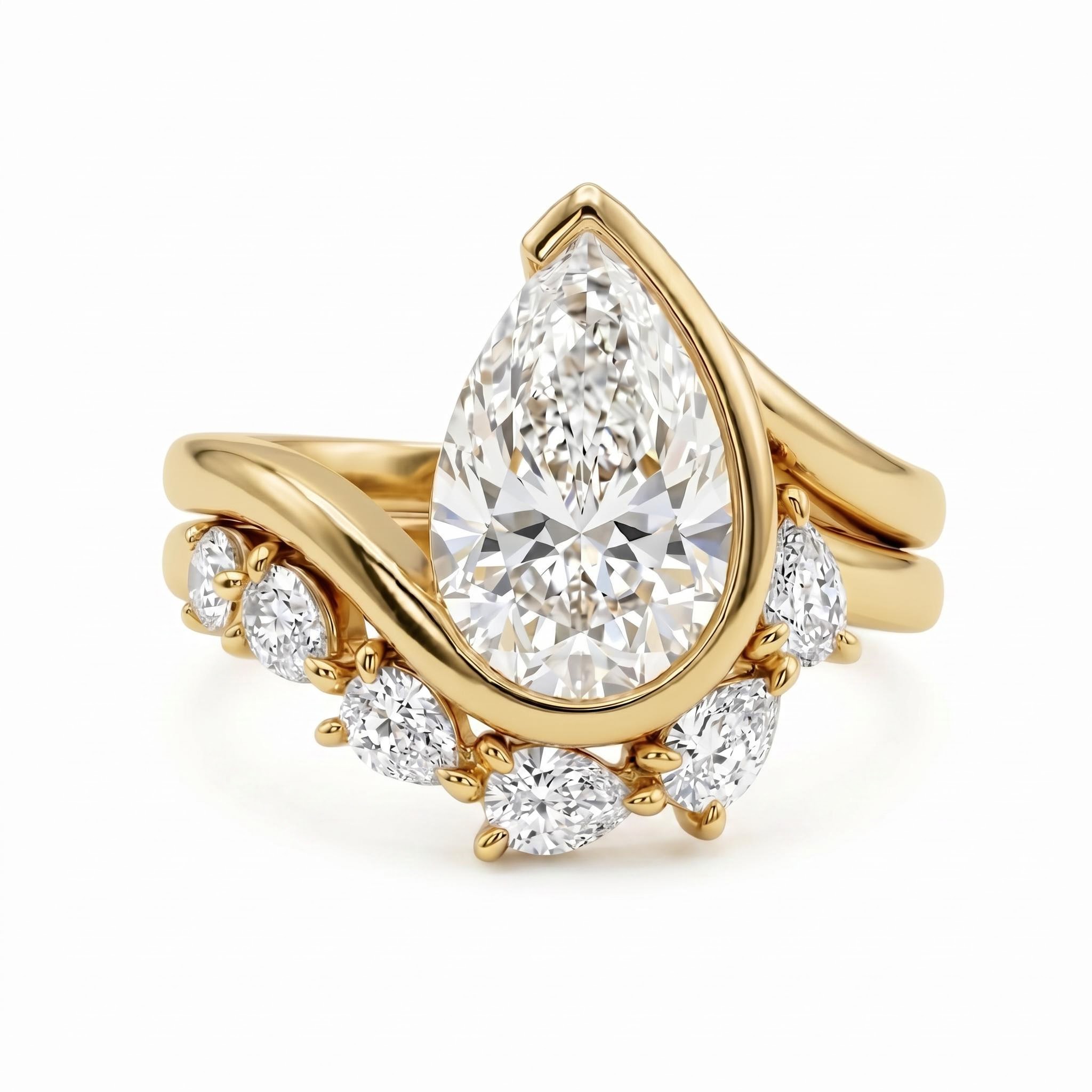 2.5 ct.tw. Twisted Band Pear Cut Side Stone Engagement Ring