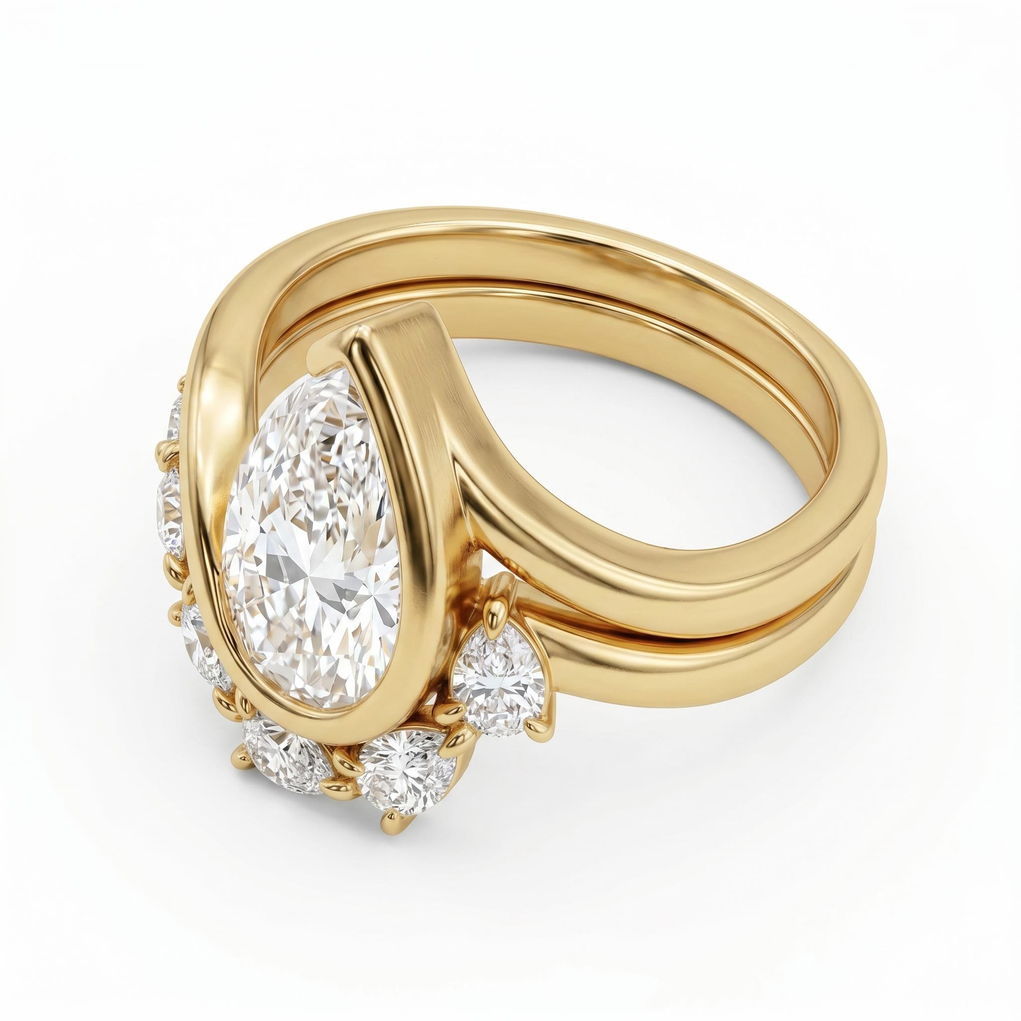 2.5 ct.tw. Twisted Band Pear Cut Side Stone Engagement Ring