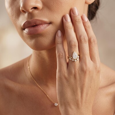 4.9 ct.tw. Twisted Band Pear Cut Side Stone Engagement Ring