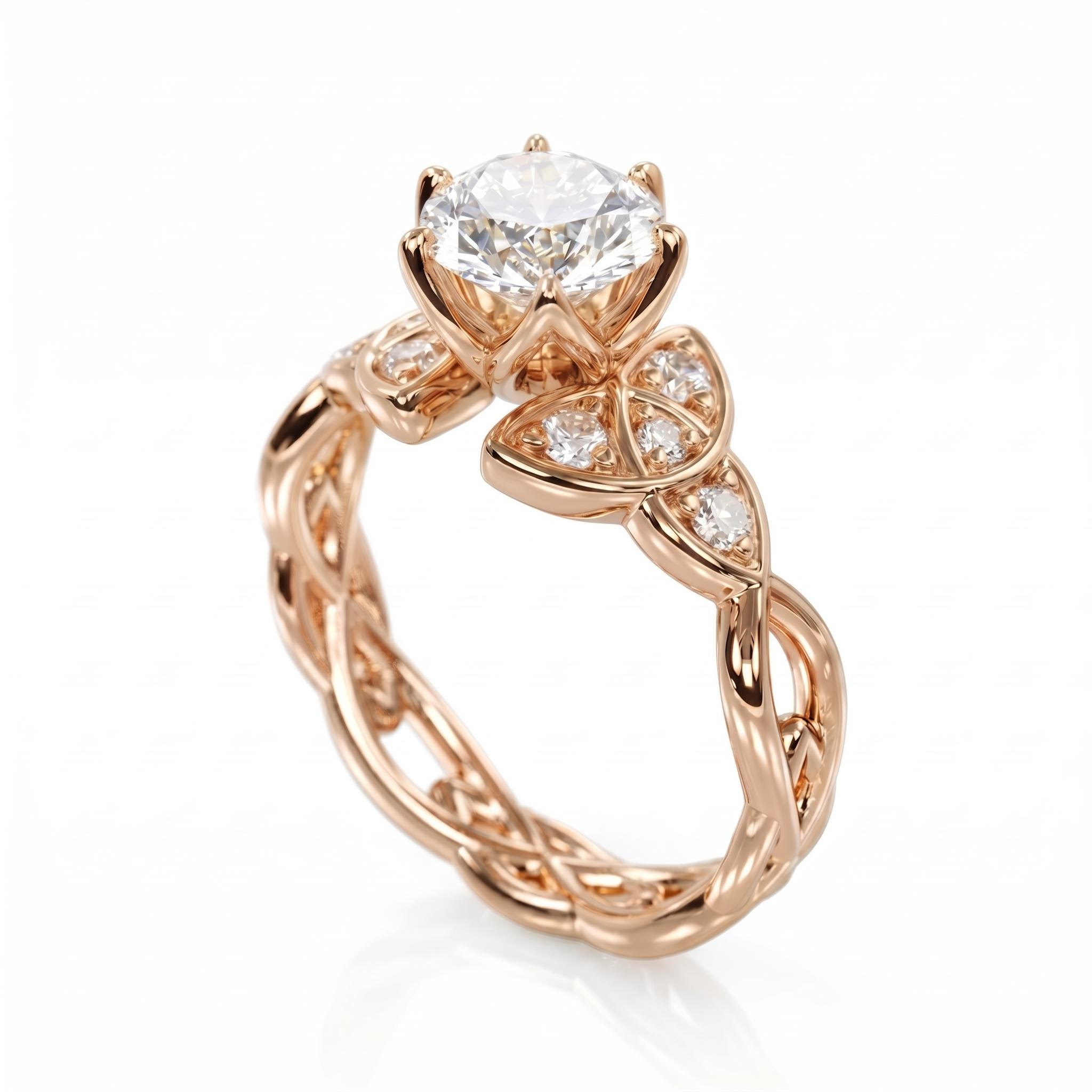 1.2 ct.tw. Braided Round Cut Twisted Engagement Ring