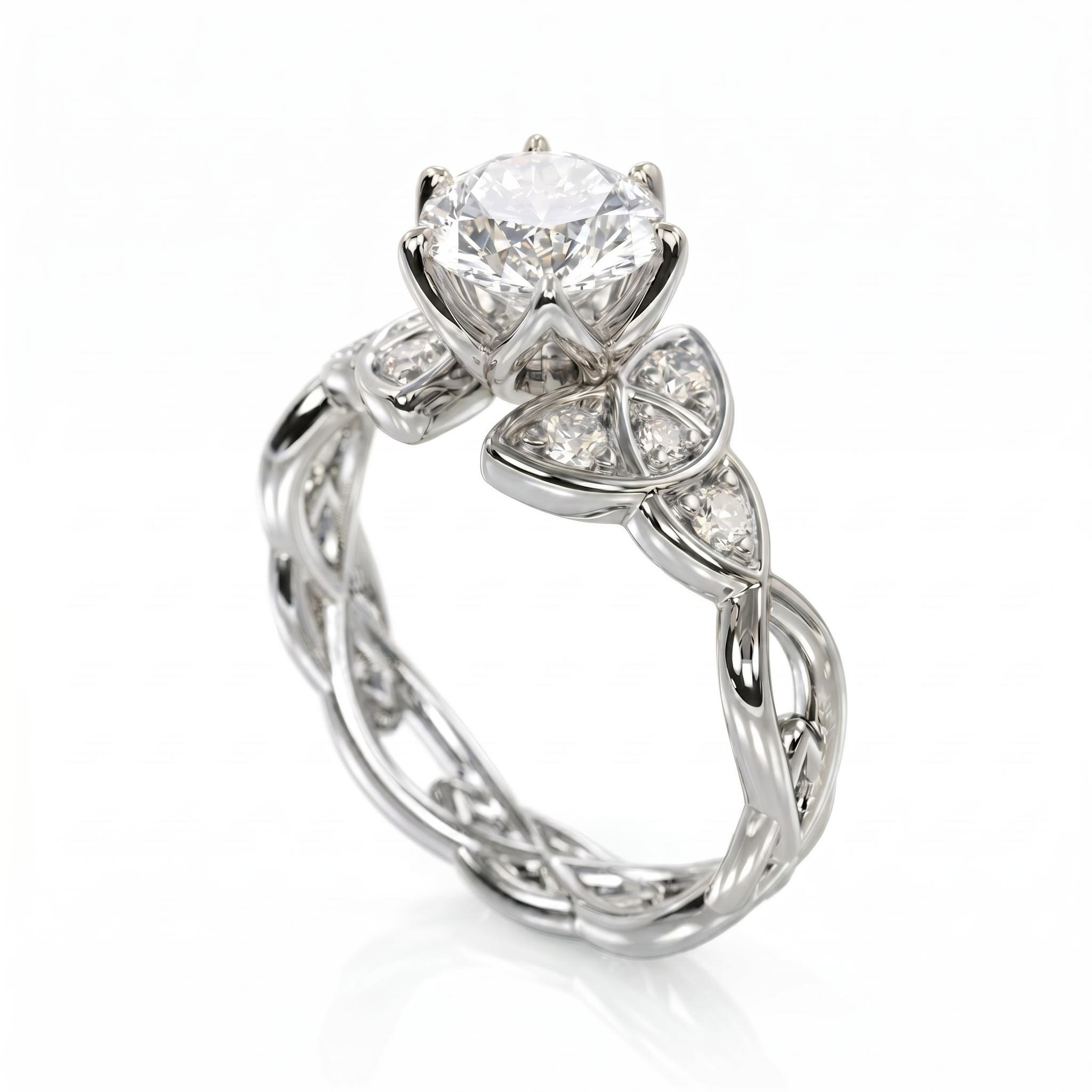 1.2 ct.tw. Braided Round Cut Twisted Engagement Ring